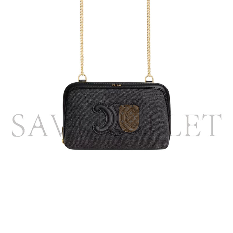 Ce1i*e CLUTCH ON CHAIN CUIR TRIOMPHE (16.5*11*8cm)